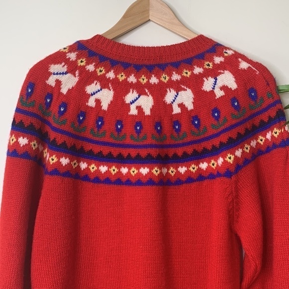 Charter Club Jane Justin Vintage 100% Wool Scottie Dog Knit Button Cardigan M - Picture 17 of 17